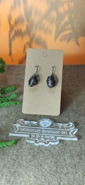 Ohrhänger Kupfer Kokon-Spirale mit Perle perlmutt-rose 1